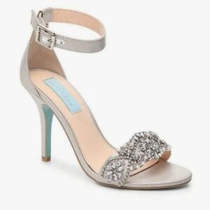 Betsey Johnson Juno Jewel Elegant Silver Embellished  Heel Sandals